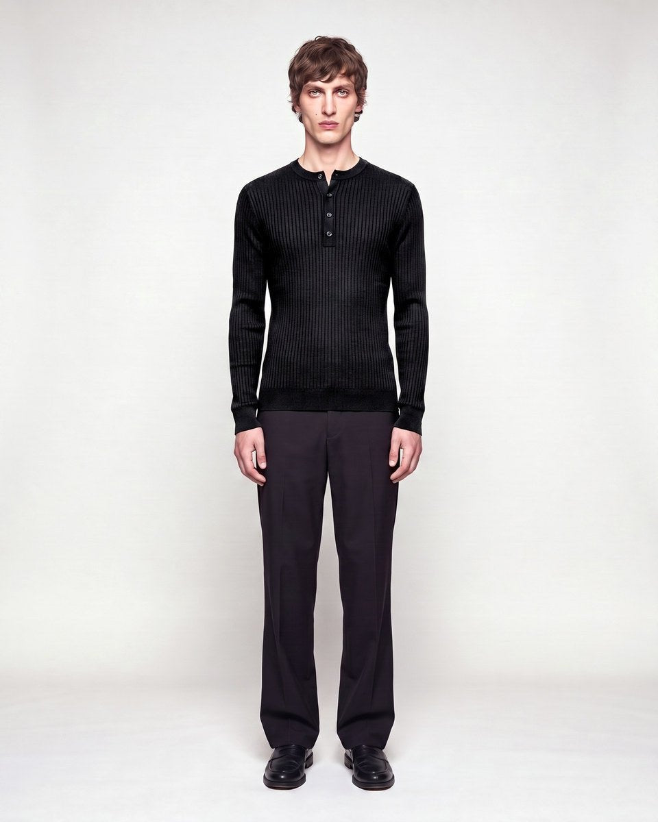 HENLEY LONGUE-SLEEVE BLACK - Benevierre
