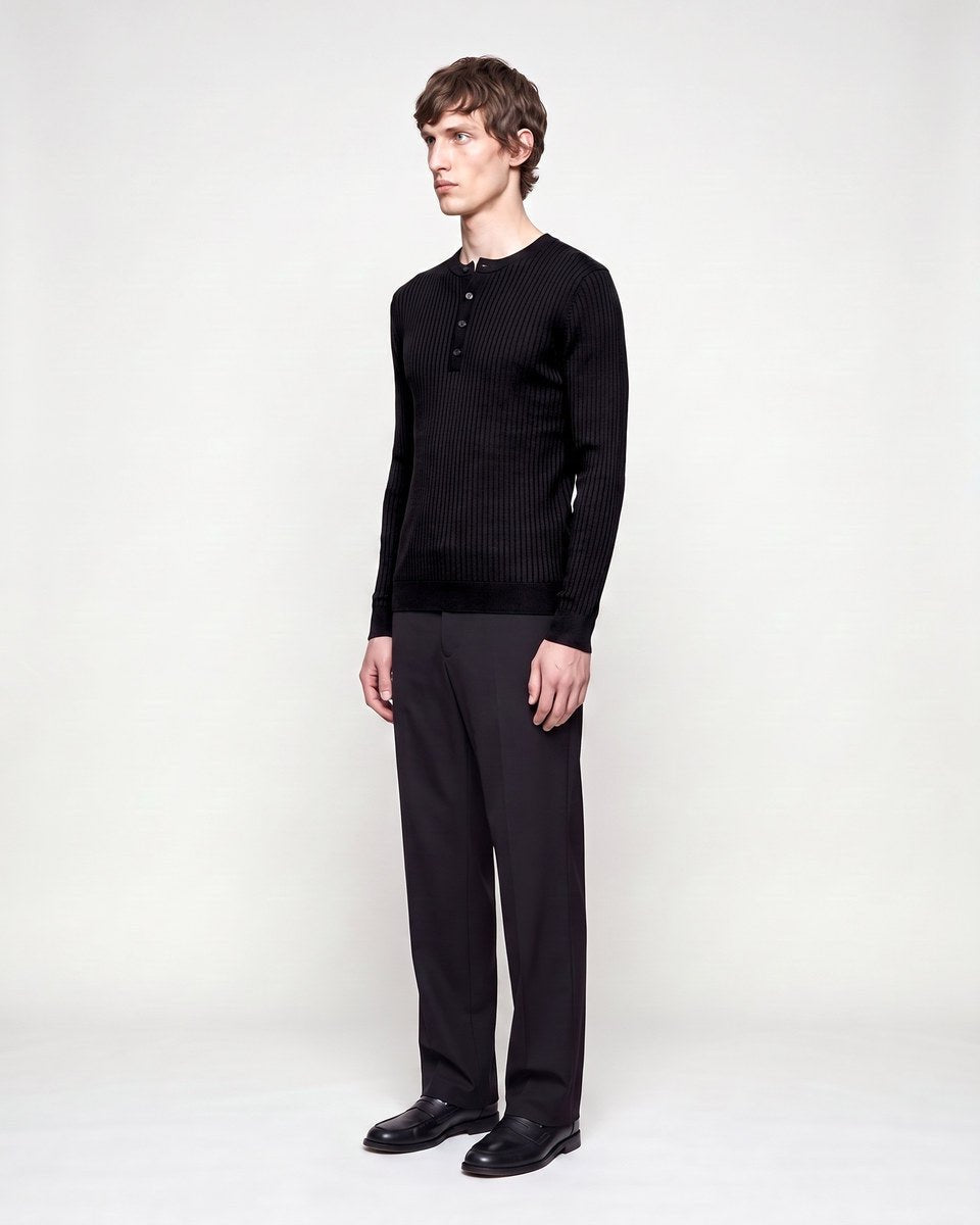 HENLEY LONGUE-SLEEVE BLACK - Benevierre