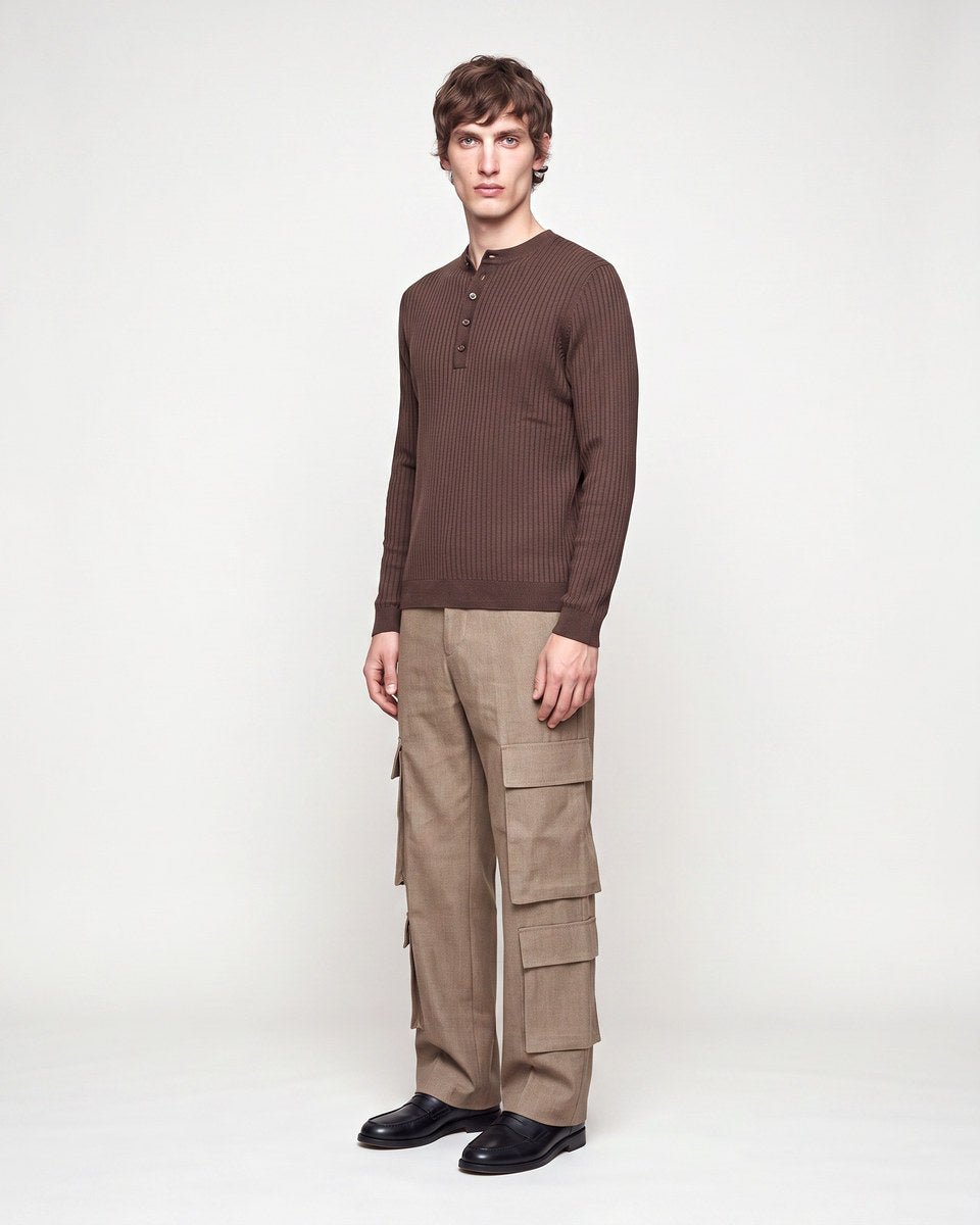 HENLEY LONGUE-SLEEVE BROWN - Benevierre