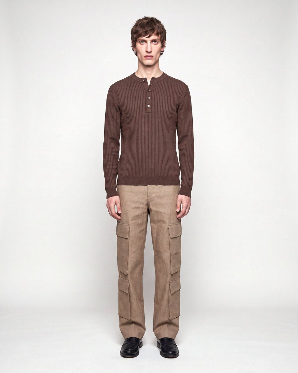 HENLEY LONGUE-SLEEVE BROWN - Benevierre