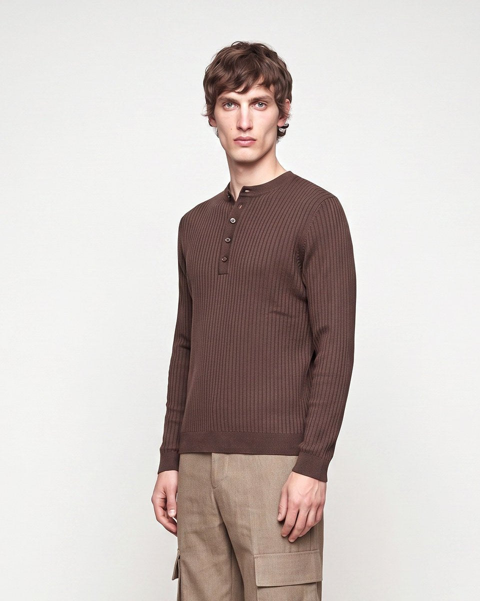 HENLEY LONGUE-SLEEVE BROWN - Benevierre