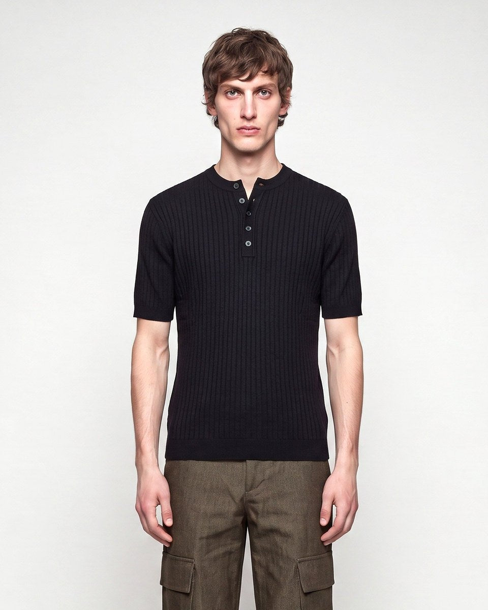 HENLEY T-SHIRT BLACK - Benevierre