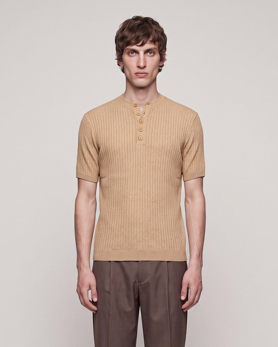 HENLEY T-SHIRT SAND - Benevierre