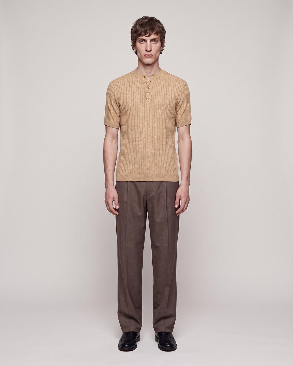 HENLEY T-SHIRT SAND - Benevierre