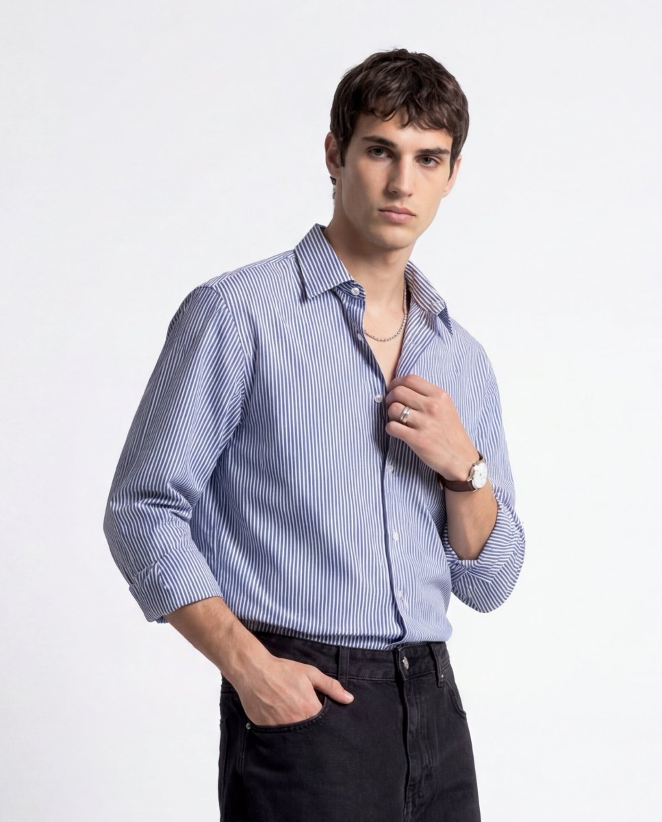 LINE SHIRT BLUE - Benevierre