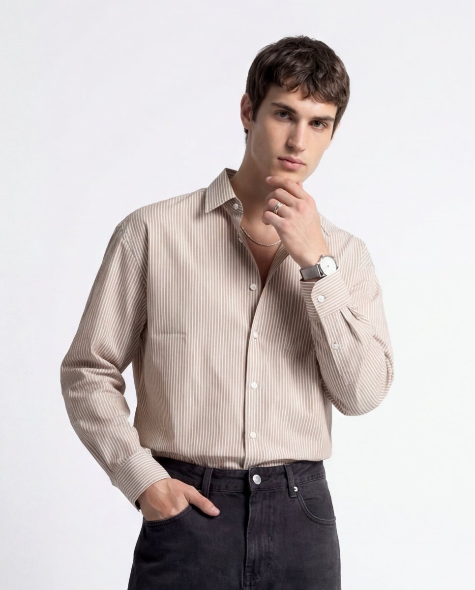 LINE SHIRT BROWN - Benevierre