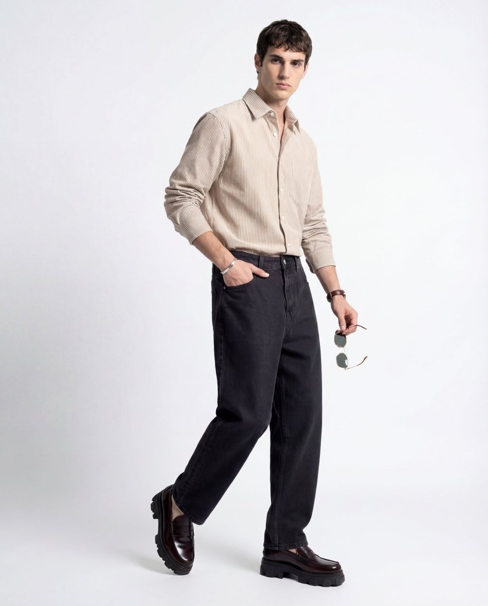 LINE SHIRT BROWN - Benevierre
