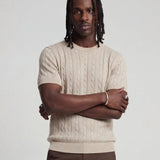 LINEAR KNITTED TEE BEIGE - Benevierre