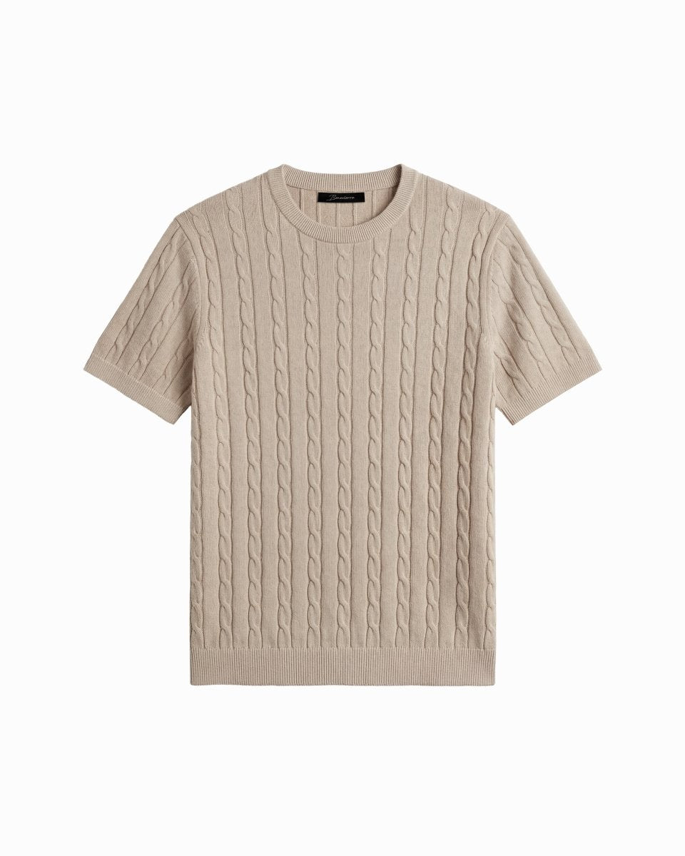 LINEAR KNITTED TEE BEIGE - Benevierre
