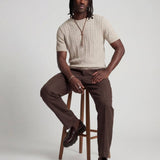 LINEAR KNITTED TEE BEIGE - Benevierre
