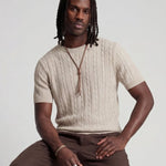 LINEAR KNITTED TEE BEIGE - Benevierre