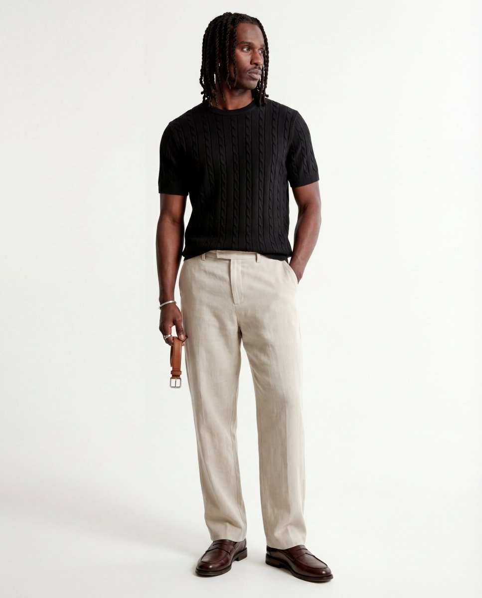 LINEAR KNITTED TEE BLACK - Benevierre