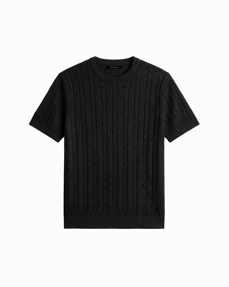 LINEAR KNITTED TEE BLACK - Benevierre