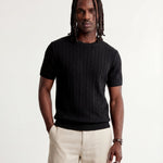 LINEAR KNITTED TEE BLACK - Benevierre