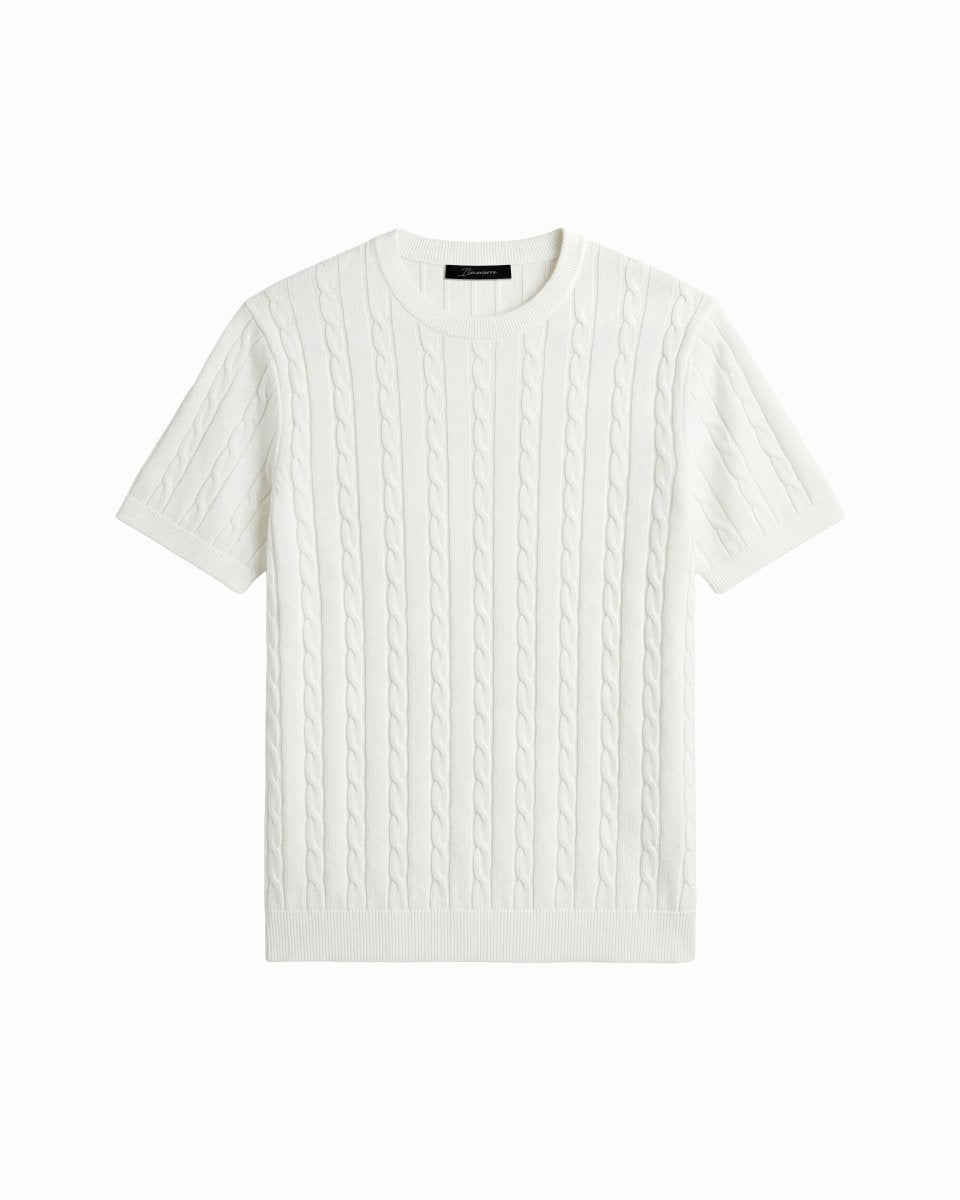 LINEAR KNITTED TEE WHITE - Benevierre