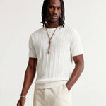 LINEAR KNITTED TEE WHITE - Benevierre