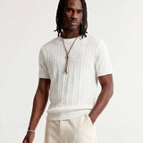 LINEAR KNITTED TEE WHITE - Benevierre
