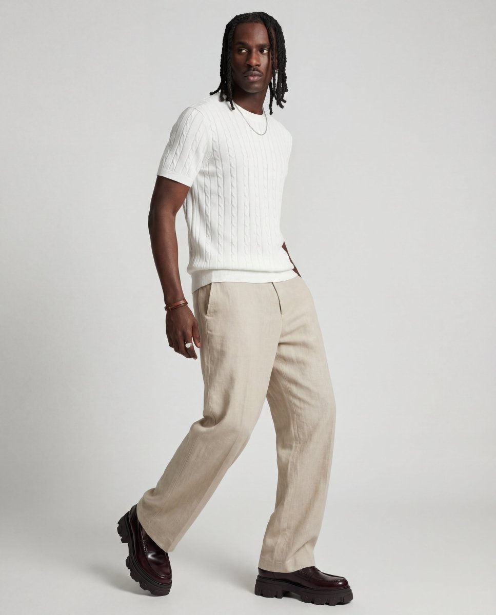 LINEAR KNITTED TEE WHITE - Benevierre