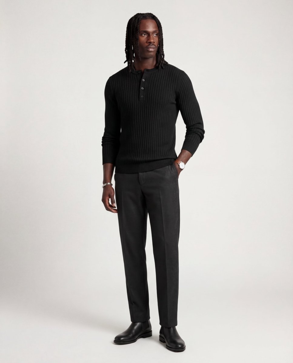 LONG CRAFTED TEE BLACK - Benevierre
