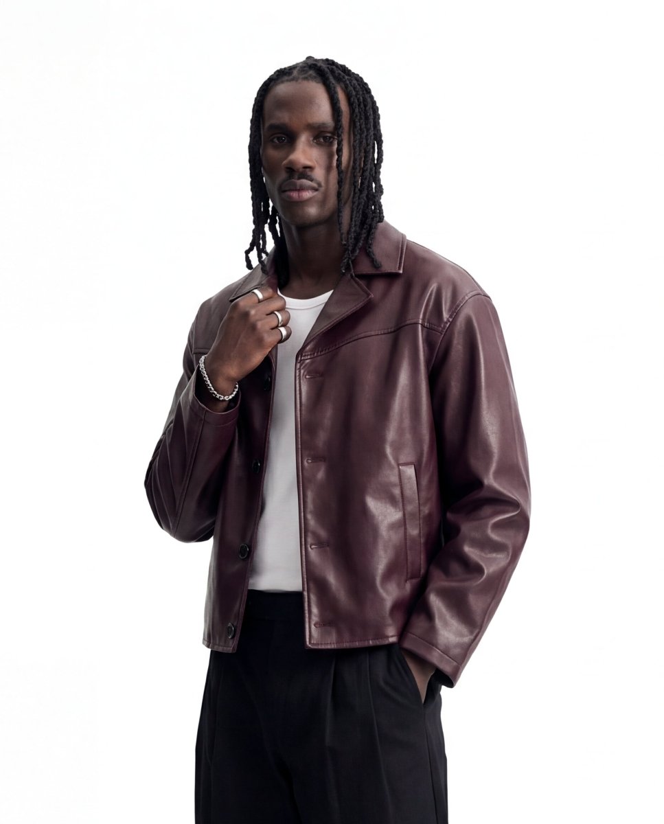 NIGHTFALL LEATHER JACKET RED - Benevierre