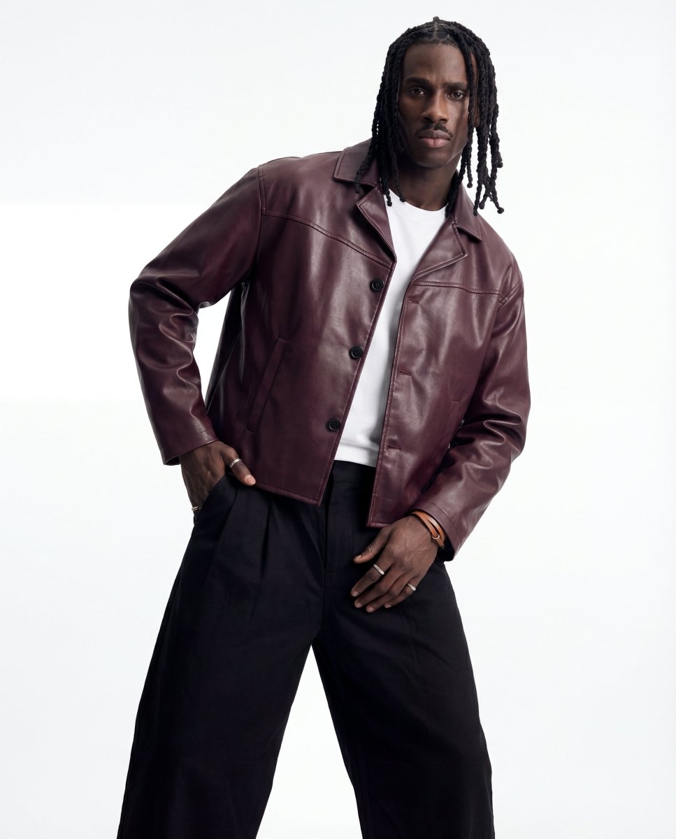 NIGHTFALL LEATHER JACKET RED - Benevierre