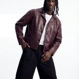 NIGHTFALL LEATHER JACKET RED - Benevierre