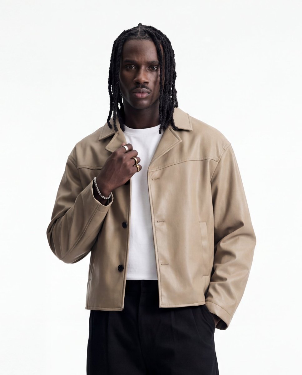 NIGHTFALL LEATHER JACKET SAND - Benevierre