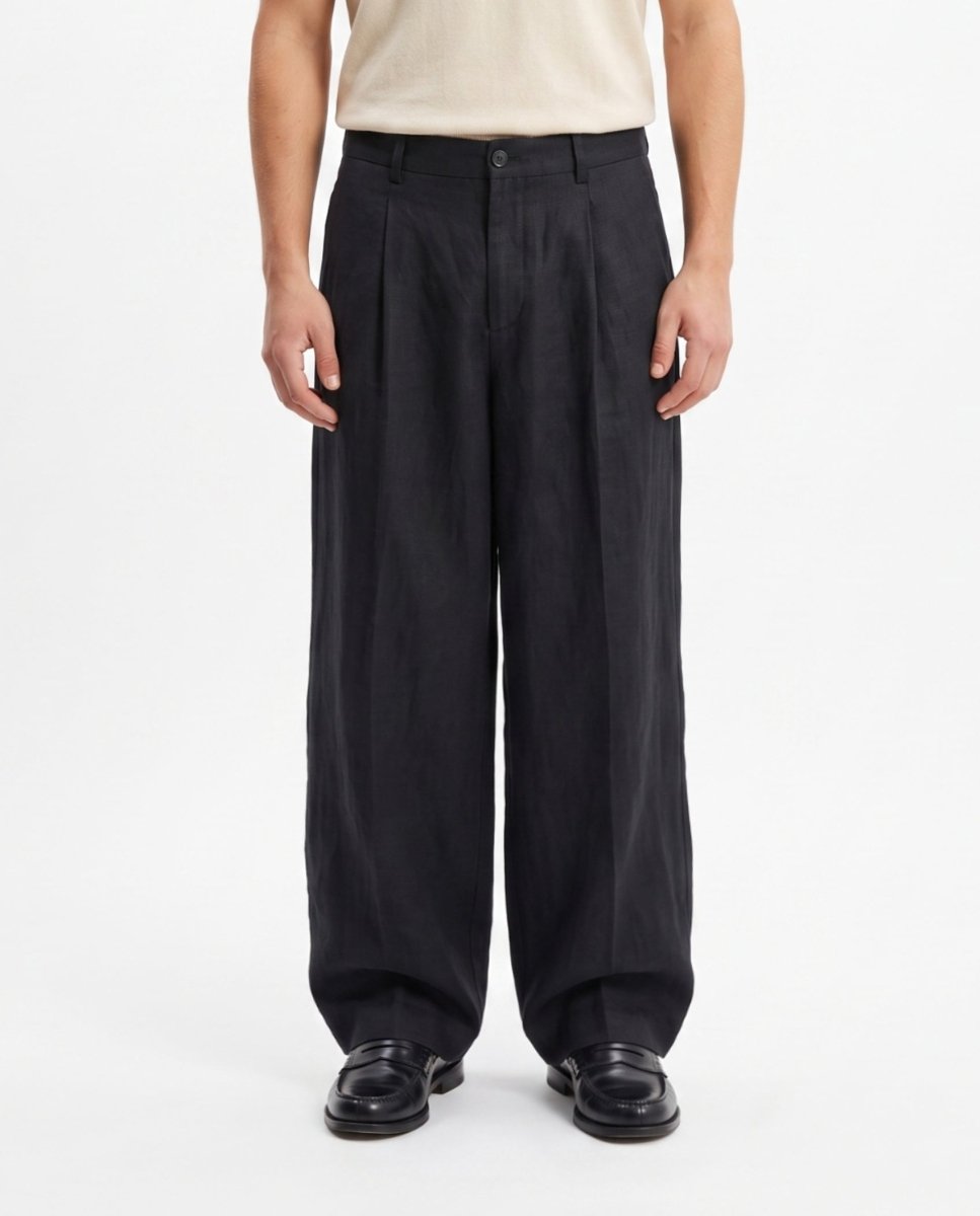 OVER PANT IN LINO BLACK - Benevierre