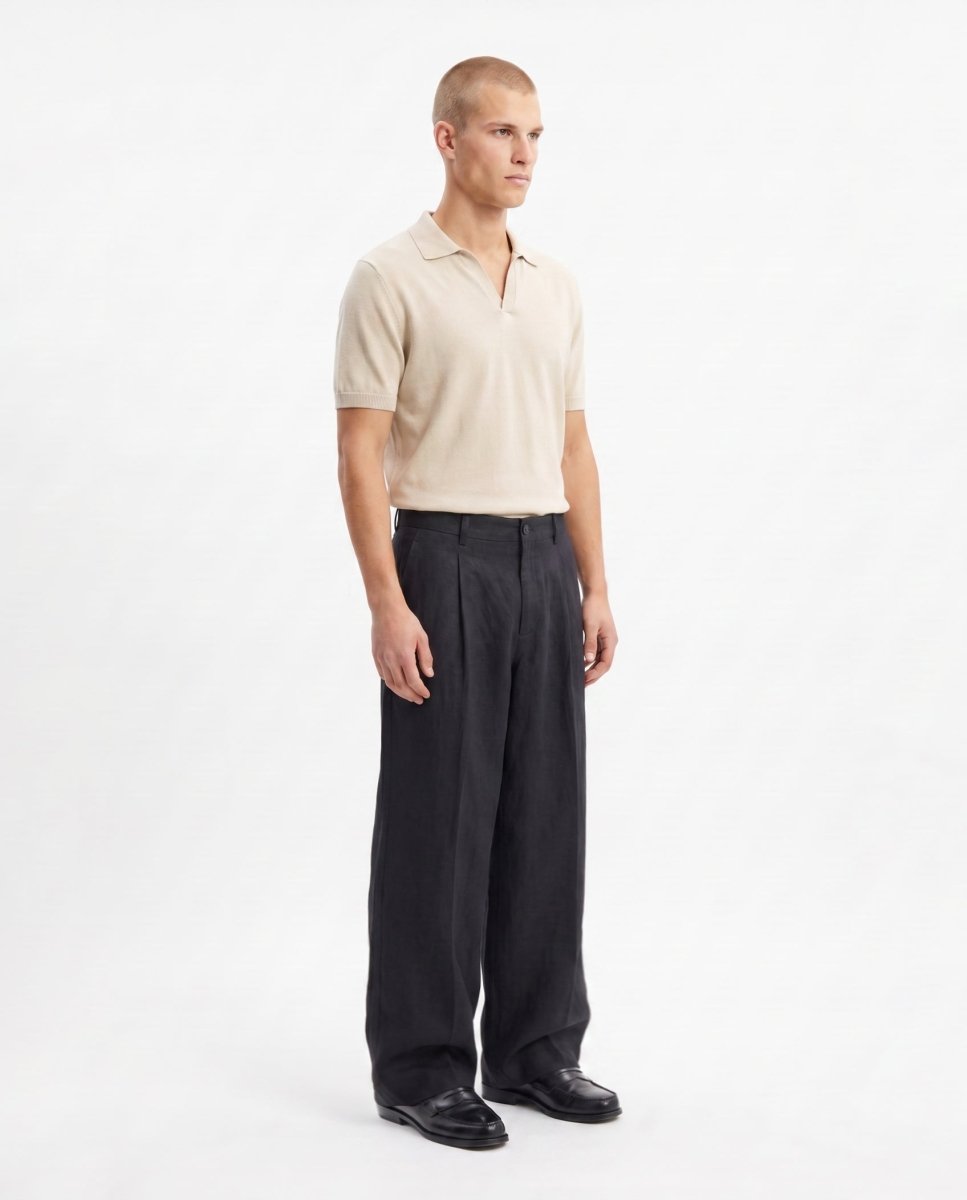 OVER PANT IN LINO BLACK - Benevierre