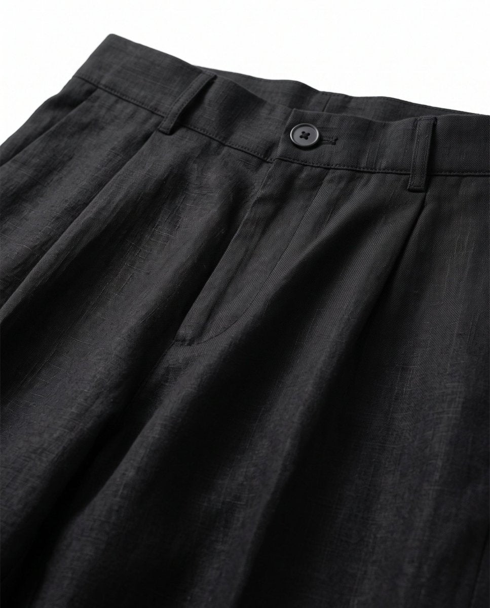 OVER PANT IN LINO BLACK - Benevierre