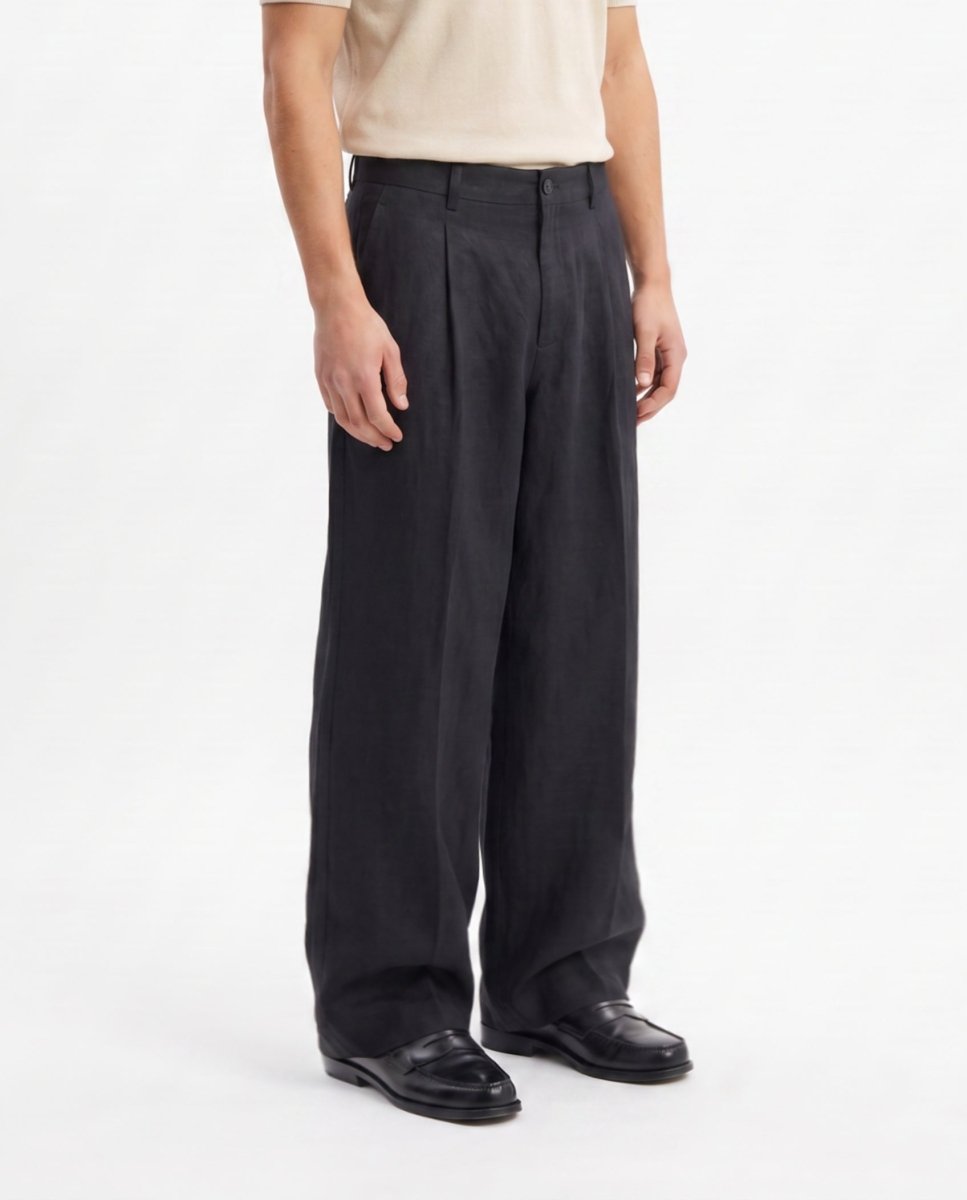 OVER PANT IN LINO BLACK - Benevierre