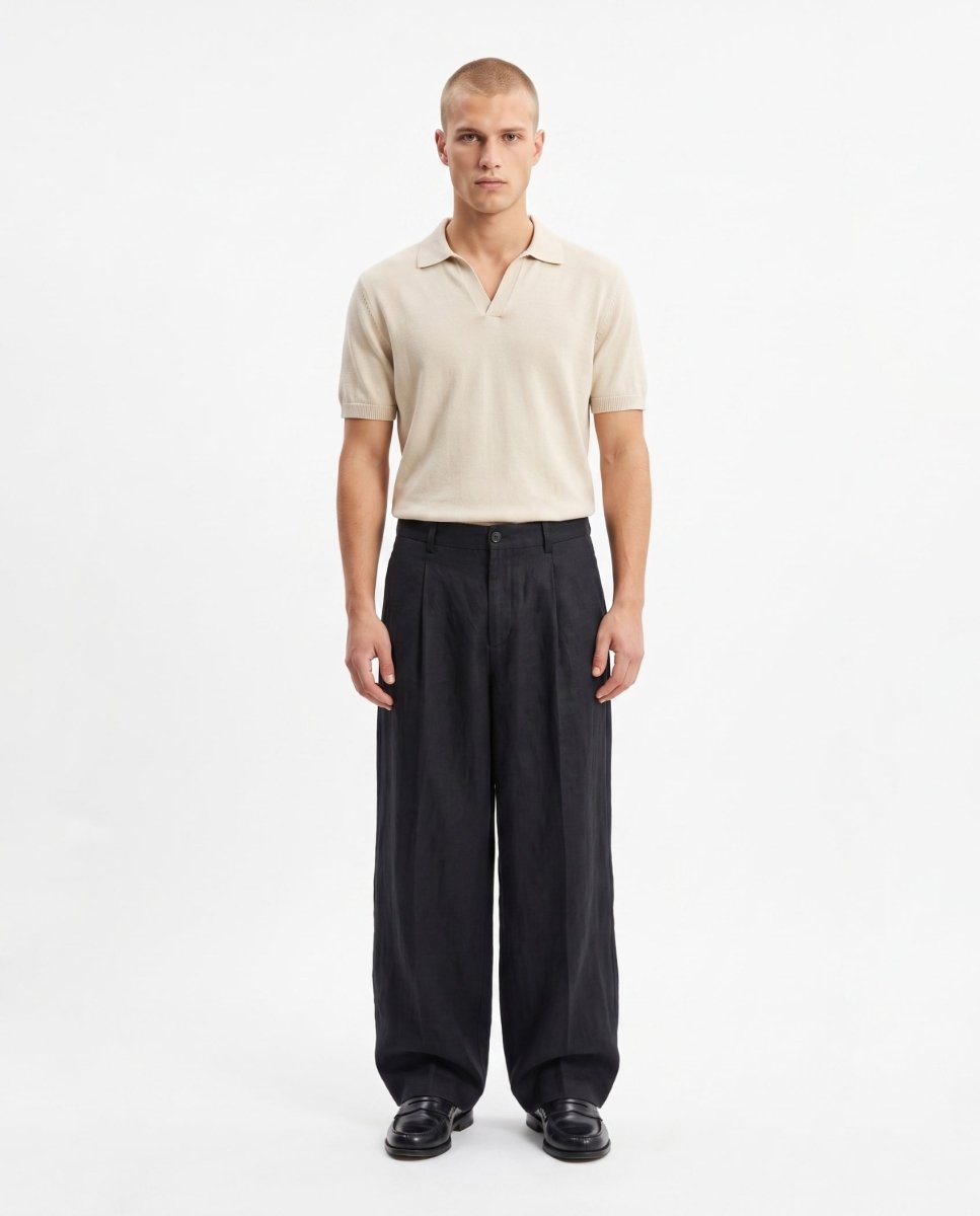 OVER PANT IN LINO BLACK - Benevierre