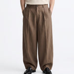 OVER PANT IN LINO BROWN - Benevierre