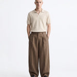 OVER PANT IN LINO BROWN - Benevierre