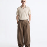 OVER PANT IN LINO BROWN - Benevierre