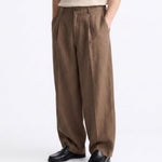 OVER PANT IN LINO BROWN - Benevierre