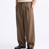 OVER PANT IN LINO BROWN - Benevierre