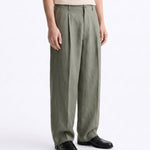 OVER PANT IN LINO GREEN - Benevierre