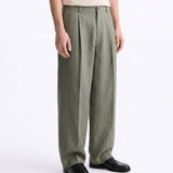 OVER PANT IN LINO GREEN - Benevierre
