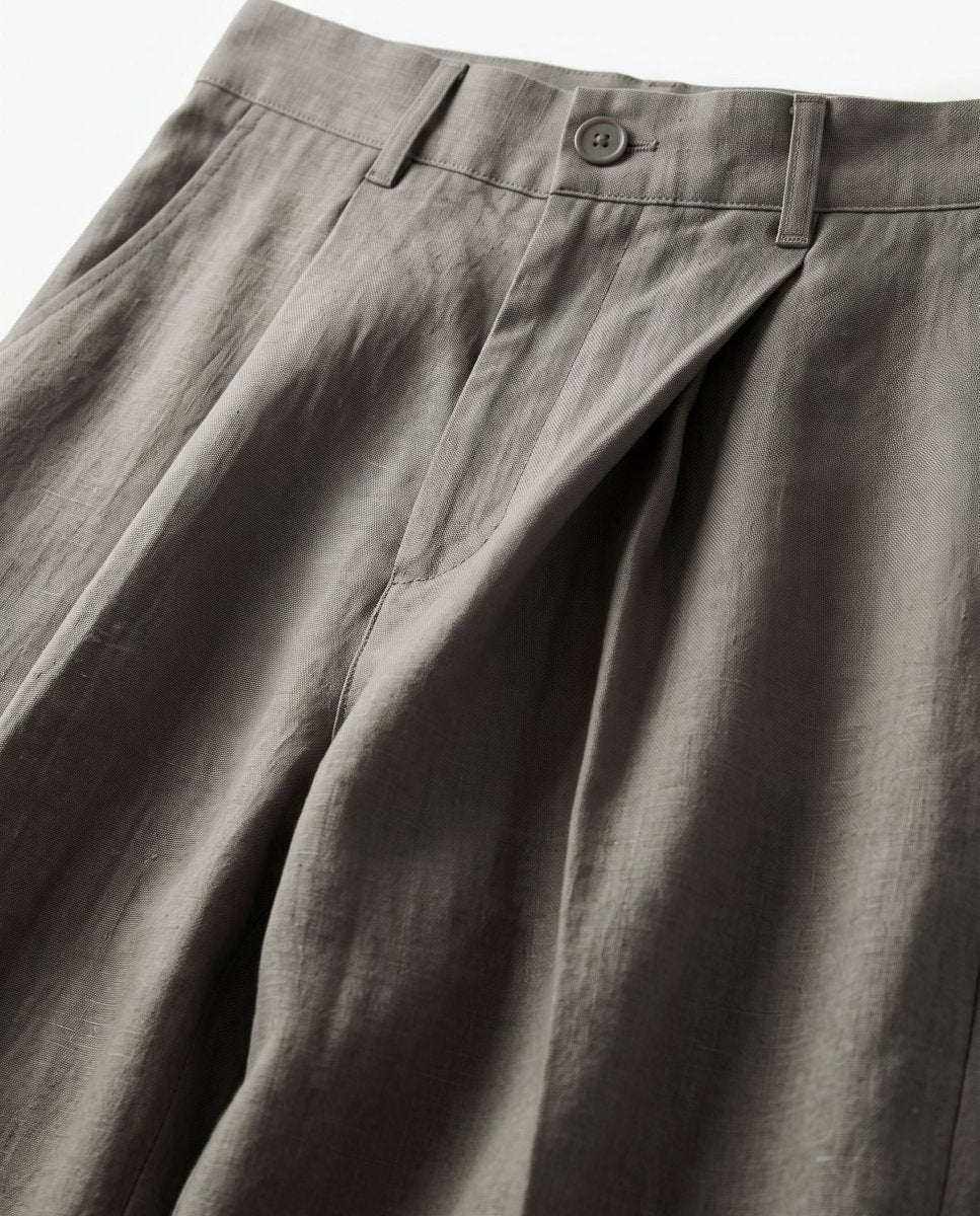 OVER PANT IN LINO GREEN - Benevierre