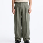 OVER PANT IN LINO GREEN - Benevierre