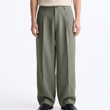 OVER PANT IN LINO GREEN - Benevierre