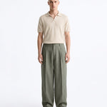 OVER PANT IN LINO GREEN - Benevierre
