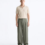 OVER PANT IN LINO GREEN - Benevierre