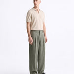 OVER PANT IN LINO GREEN - Benevierre