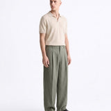 OVER PANT IN LINO GREEN - Benevierre