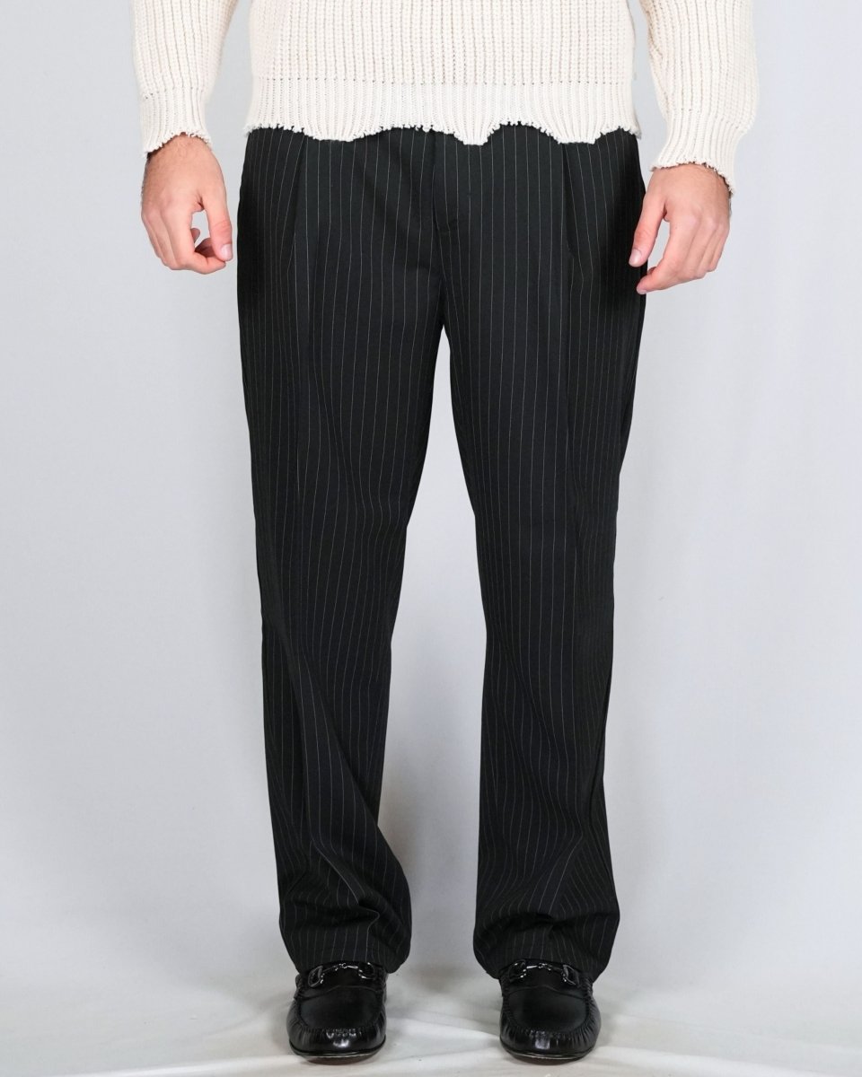 PANTALONE GESSATO NERO - Benevierre