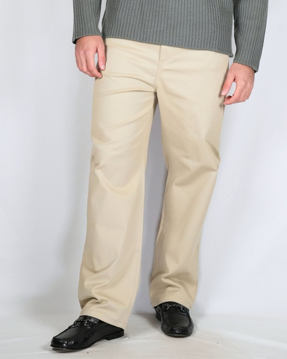 PANTALONE IN GABARDINA BEIGE - Benevierre