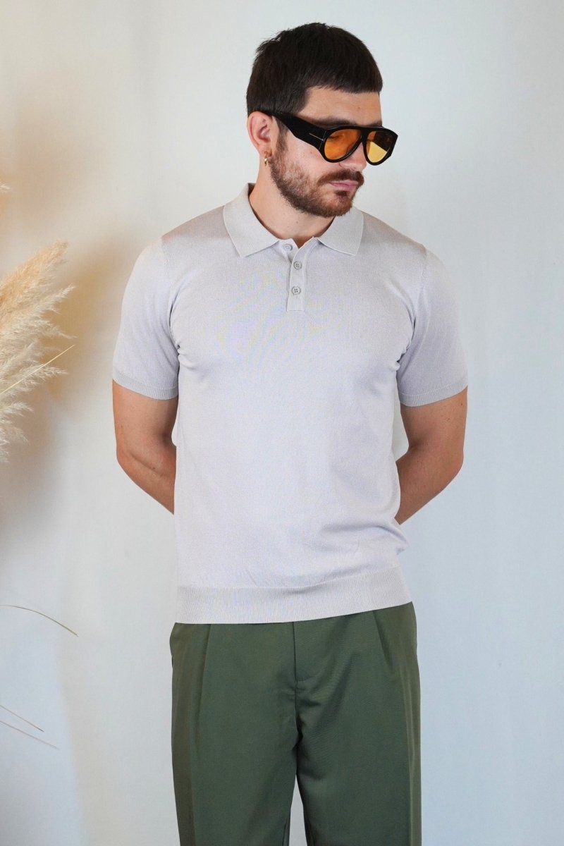 POLO MANICA CORTA IN MAGLIA AVORIO - Benevierre