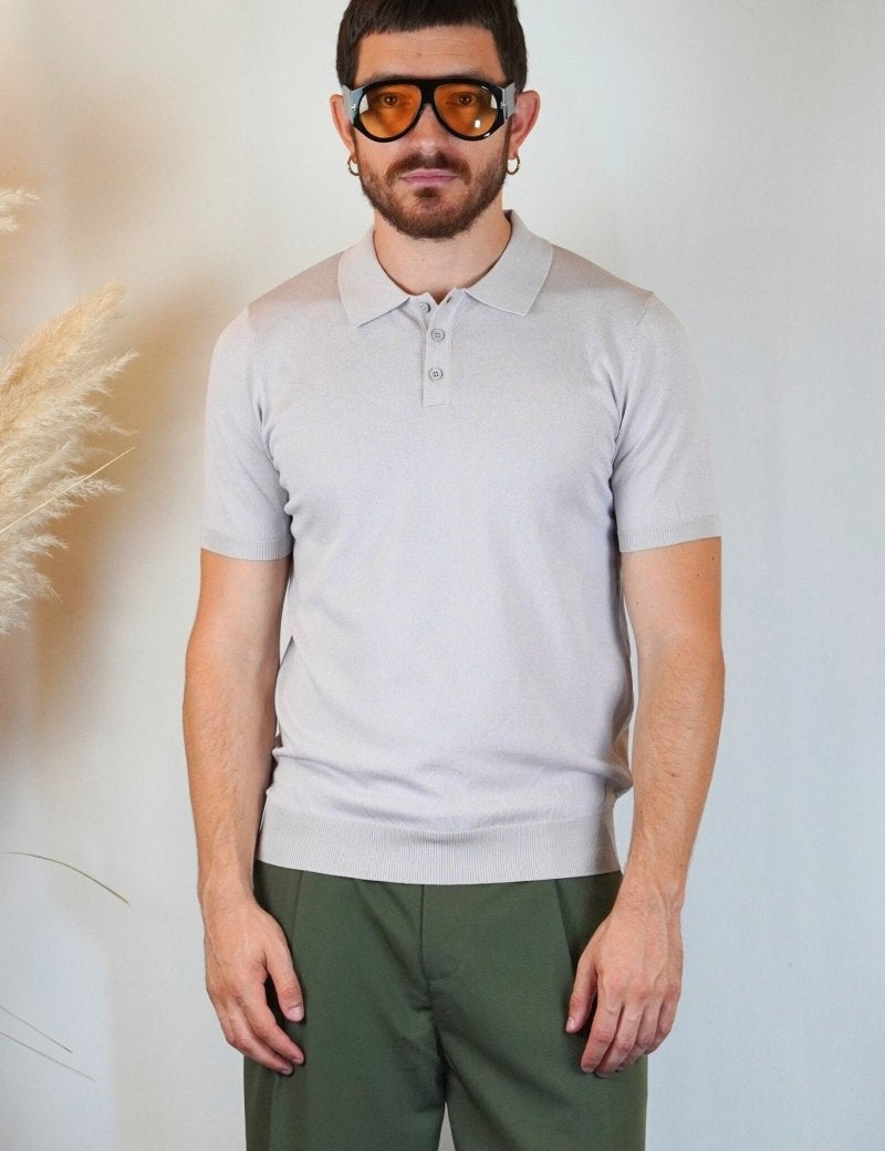 POLO MANICA CORTA IN MAGLIA AVORIO - Benevierre